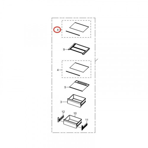 Стеклянная полка для холодильника Samsung DA97-20573A